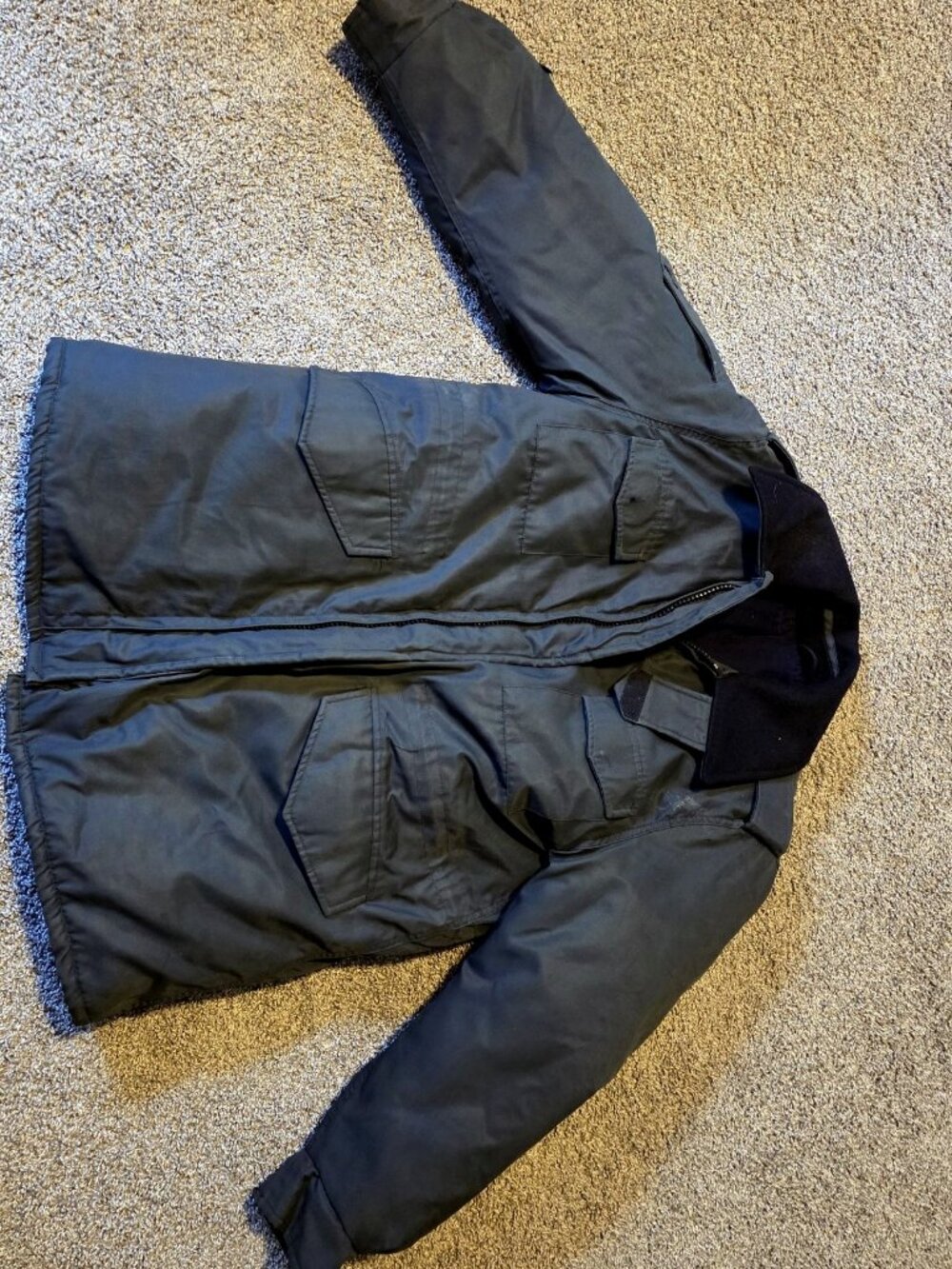 Peerless 1982 Canadian Military Storm Coat Navy Quilted Vintage Mens Size B